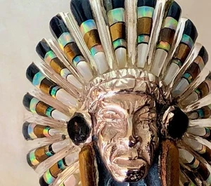 Inquietante, Anello Uomo Vintage Capo Nativo Ebraico Naso Opale Piume 10 Apache? - Foto 1 di 22