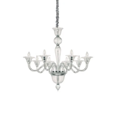 Lampadario Classico Brigitta Vetro Trasparente 8 Luci E14 - Immagine 1 di 3