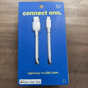 Onn. 10' Lightning to USB Cable | iPhone iPad iPod Charging Cable MFi Certified - Picture 1 of 3