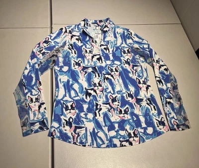 Camisa IBKUL Para Mujer Perro Pequeño Estampado Artístico ICIKULS Malla Borde Icefil Golf Nylon Top Foto 1 de 4