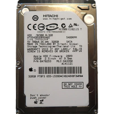Hitachi HTS545032B9SA02 PN:0A78253 MLC:DA3350 Thailand 2.5" 320gb Sata HDD 2010 - Image 1 of 4