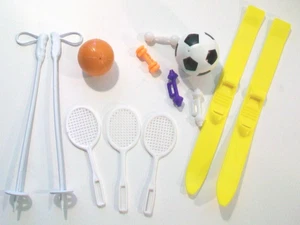 Vintage Barbie Doll Sports Accessory, Soccer Ball, Tennis Rackets, Dumbell, Skis - Picture 1 of 2