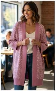 Neu mit Etikett Jessica Simpson rosa Tiermotiv Cardigan Pullover Größe 2X $ 60 - Bild 1 von 4