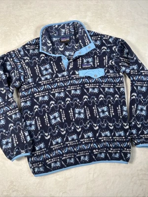 Patagonia Aztec Tribal Synchilla Snap-T Pullover Fleece Jacket Womens Small Blue - Image 1 of 4