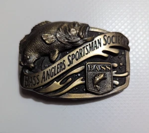 Bassangler Sportsman Society Messing Gürtelschnalle antik messingfarben 80er - Bild 1 von 10