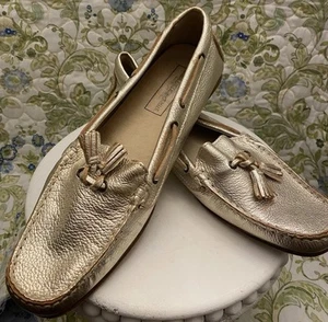 Sacks Fifth Avenue Women’s Gold Loafers, Size 9 1/2” - Picture 1 of 7