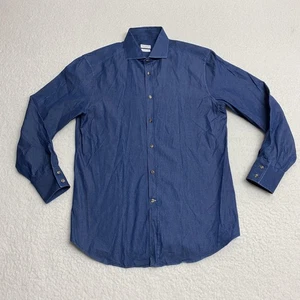 Brunello Cucinelli Shirt Mens Medium Blue Indigo Made Italy Button Up Cotton - Picture 1 of 12
