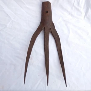 ERSTAUNLICHER ANTIKER SPEERKOPF URALTE HANDGESCHMIEDETE HARPUNE GLADIATOR WAFFE DREIZACK - Bild 1 von 15