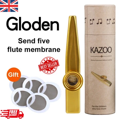 Metal Kazoo Set with 5 Flute Films Easy to Learn Musical Instrument for Kids