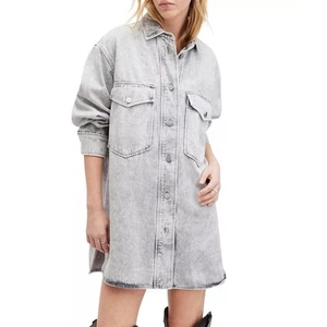 Allsaints Damengröße 4 US Lily Acid Wash Denim Shacket Kleid gebraucht, in einwandfreiem Zustand - Bild 1 von 8