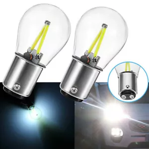 2PCS White 12V 1157 BA15D COB LED Car Reverse Backup Tail Brake Light Bulb Lamp - Picture 1 of 12
