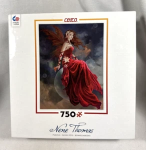2014 CEACO NENE THOMAS 750 PIECE CRIMSON LILY FAIRY COMPLETE PUZZLE - Picture 1 of 8