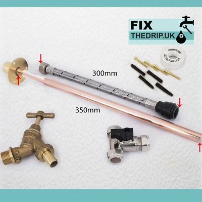 FIXTHEDRIP Outside Garden Tap Kit Comes With Through Wall Mounting Flange nd Accessories