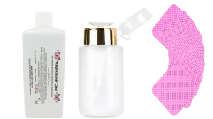 300 rosa Nail Wipes + 500ml + Cleaner Entfetter + Dispender mit Goldrand - Bild 1 von 4