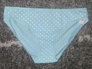 NeW Vs (Older Style) cotton logo bikini Panty Size Large Blue Polka Dot - Picture 1 of 2