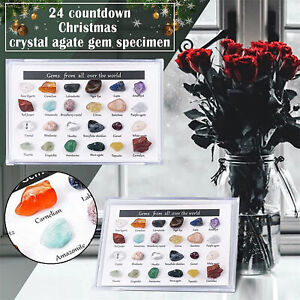 24x Advent Calendar Mineral Rock Christmas Countdown Toys Crystal Gem Kids Gift
