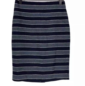 LOFT ANN TAYLOR Pencil Skirt Blue White Gray Striped Size 14 - Picture 1 of 8