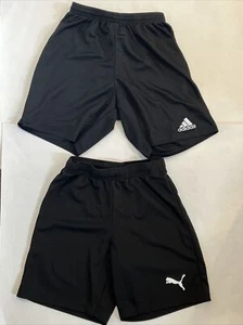 2 pairs soccer shorts (Puma & Adidas) - youth small - loose fit - Picture 1 of 12