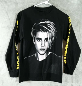 Justin Bieber Stadium Tour Shirt Mens Small S Black Long Sleeve Team Bieber - Picture 1 of 9