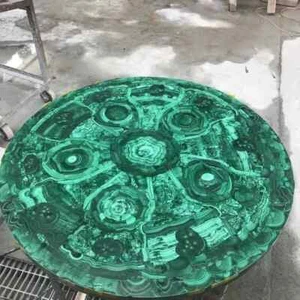 Malachite Green Semi Precious Stone Table/ Malachite Random Inlay Stone Home Dec - Picture 1 of 12