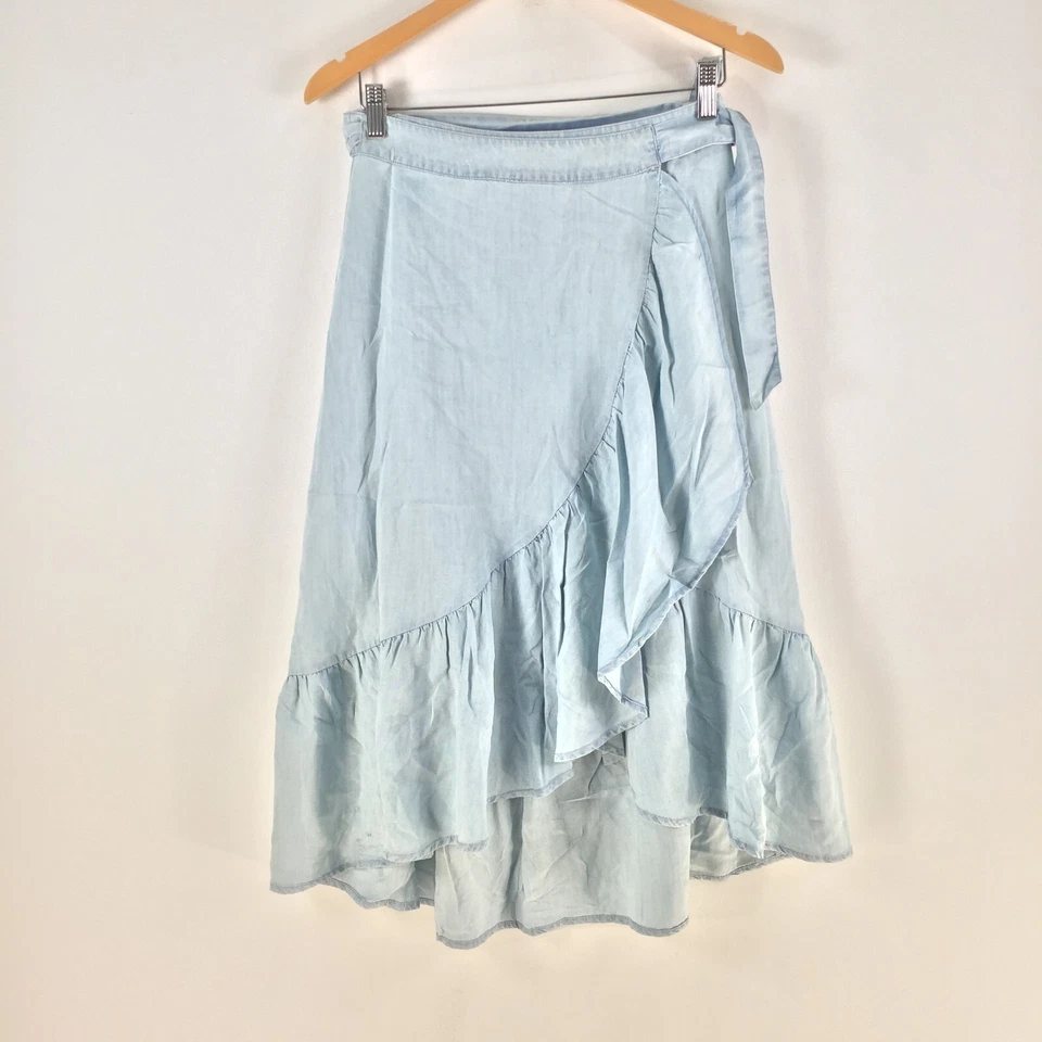 NAF NAF Mujer Falda Envolvente Talla S Azul Lyocell Volantes Midi Corbata 109494 Foto 1 de 4