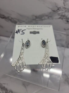 Pure Expression Pierced Pierced Hypo-Allergenic Evil Eye Stud/Dangle Set NEW - Picture 1 of 2
