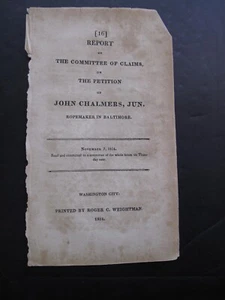 Orig Congress War 1812 Claims Ropemaker Baltimore 1814 Russia Hemp Frigate JAVA - Imagen 1 de 2