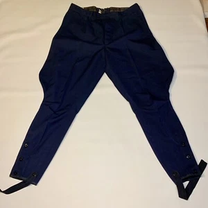 Vintage Men's East Germany Wool Military Pants Navy Blue Dress Pants Stirrups - Picture 1 of 12
