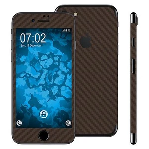 2 x Carbonoptik-Folienset für Apple iPhone 7 / 8 / SE 2020 braun Schutzfolien - Zdjęcie 1 z 5