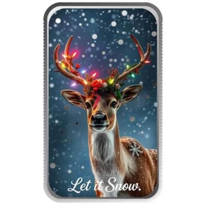 Christmas Holiday 1 oz .999 Silver Bar - Let it Snow Color Silver Bar - Picture 1 of 3