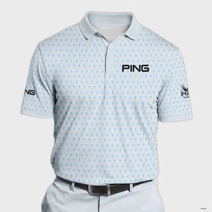 2024 PGA Championship Ping Golf Polo Shirt Light Blue Pastel Golf Cup Pattern - Picture 1 of 4