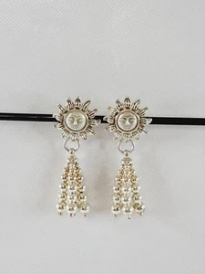 Tiffany & Co Sterling Silver Sun Dangle Clip On Earrings 1995 w/ Bag 925 EUC - Picture 1 of 12