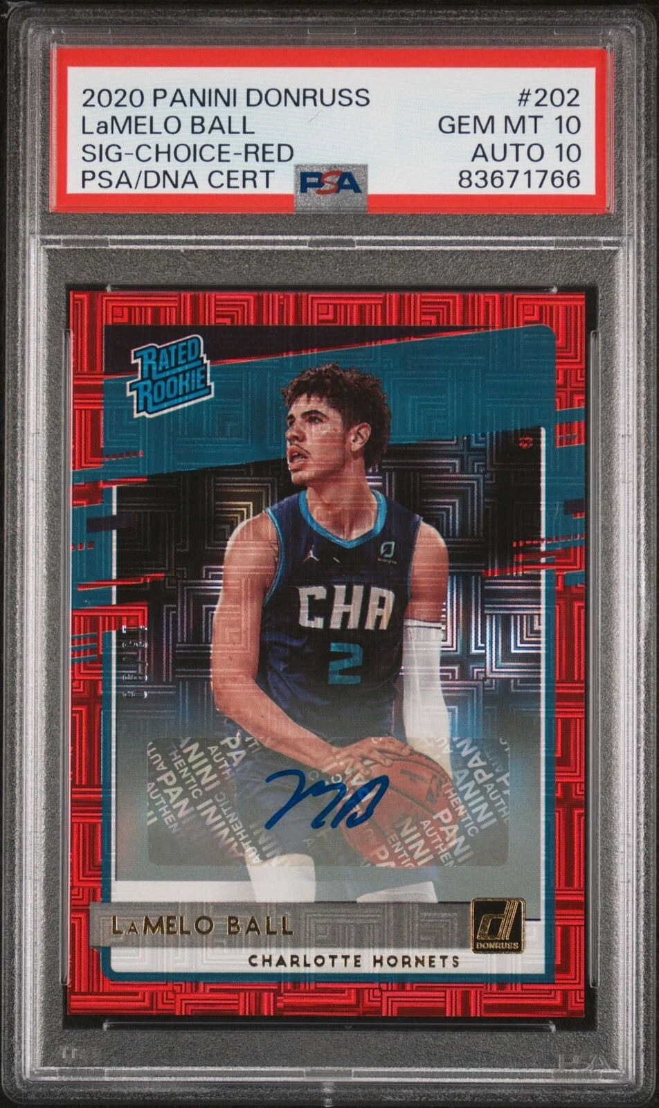 LaMelo Ball 2020 Donruss #202 Rated Rookie Signatures - Choice Red 
