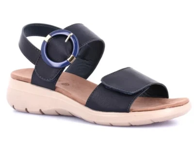 GRÜNLAND DEMA SA1943 - C9 SANDALI SCARPE DONNA FIBBIA STRAPPO ECOPELLE BLU - Immagine 1 di 4