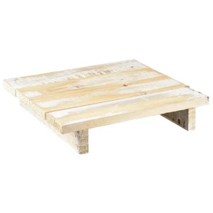 Vintage Holztablett Deko Braun Weiß Shabby Chic 24x24cm - Bild 1 von 4