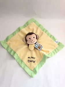 NEW Garanimals Monkey My Best Friend Yellow Green Polka Dot Baby Blanket - Picture 1 of 6
