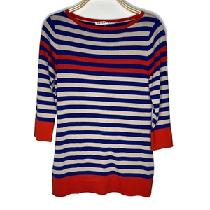 Trina Turk Sweater Womens Medium St. Kilda Nautical Striped Pullover Cotton - Picture 1 of 7