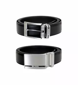 Cinturón reversible Hugo Boss Galliz 2 hebilla cuero negro - Imagen 1 de 4