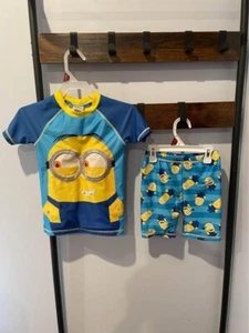 Despicable Me Boys' Minions Rash Guard & Shorts Two Piece Swim Set Size 6 - Picture 1 of 6