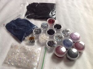 Various Nail Art Items Including Glitters And Caviar Beads, All Brand New