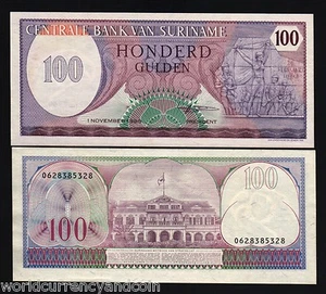 SURINAME 100 GULDEN P-128 1985 X 100 Pcs Lot FULL BUNDLE UNC MONEY PACK BANKNOTE - Picture 1 of 2