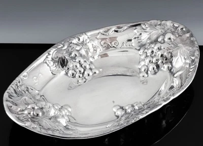 DE COLECCIÓN ABEDUL REGENCIA PLATO PLATA REPUJAR UVA BANDEJA PARA SERVIR TAZÓN Foto 1 de 4