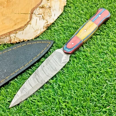 Premium Handmade Damascus Steel Dagger Knife – Outdoor Boot Knife /Sheath Z-5955 - Image 1 of 4