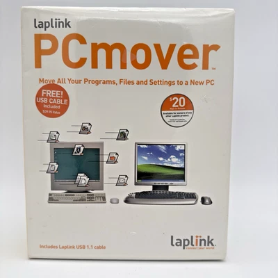 Laplink PC Mover Software & Cable Works with Windows 95,98, XP & Vista - NEW - Image 1 of 4
