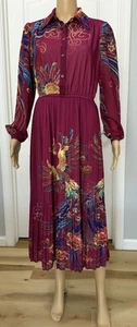 HANAE MORI Shirt Pleated Midi Dress - Picture 1 of 10