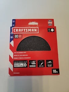 Craftsman 10 Pack 5" 80 (Medium) Stick-on Sanding Discs CMXZXGA9131 - Picture 1 of 3
