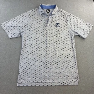 FootJoy FJ Shirt Mens Medium 2021 PGA Ocean Course Blue White Golf Polo Flowers - Picture 1 of 12