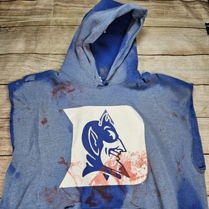 Duke Blue Devils Custom Sleeveless Distressed & Haggard Hoodie Men's Size Large - Picture 1 of 6