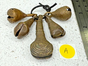 Yoruba Messing Guss Glocken Nigeria 5er Set Trommel Shaworo Chaworo Egbe Ifa Oshun Vintage - Bild 1 von 2