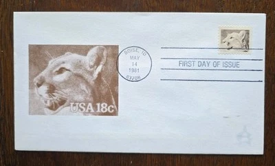 US FDC # 1881 Cougar Wildlife Booklet 1981. - Image 1 of 4